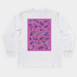 Watercolors strawberries - purple Kids Long Sleeve T-Shirt